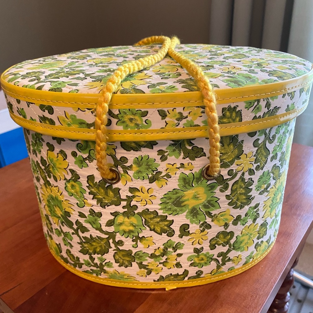 Floral Green and Yellow  sewing box